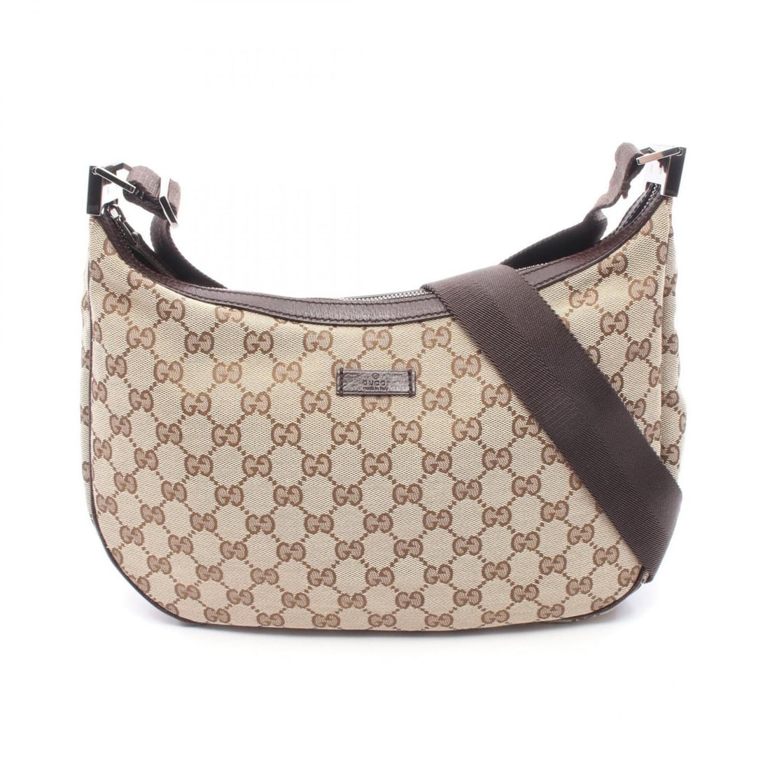 Gucci GG Canvas Shoulder Bag/Handbag, and Leather, Women's, Beige/Brown, Item No. 122790 (1 of 10)