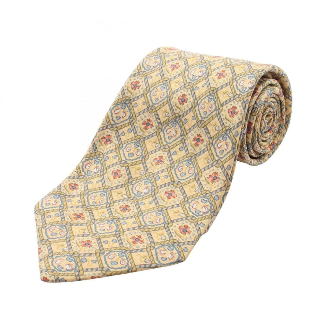 Hermes HERMES all-over pattern tie, silk, men's, yellow tones, multicolor (1 of 13)