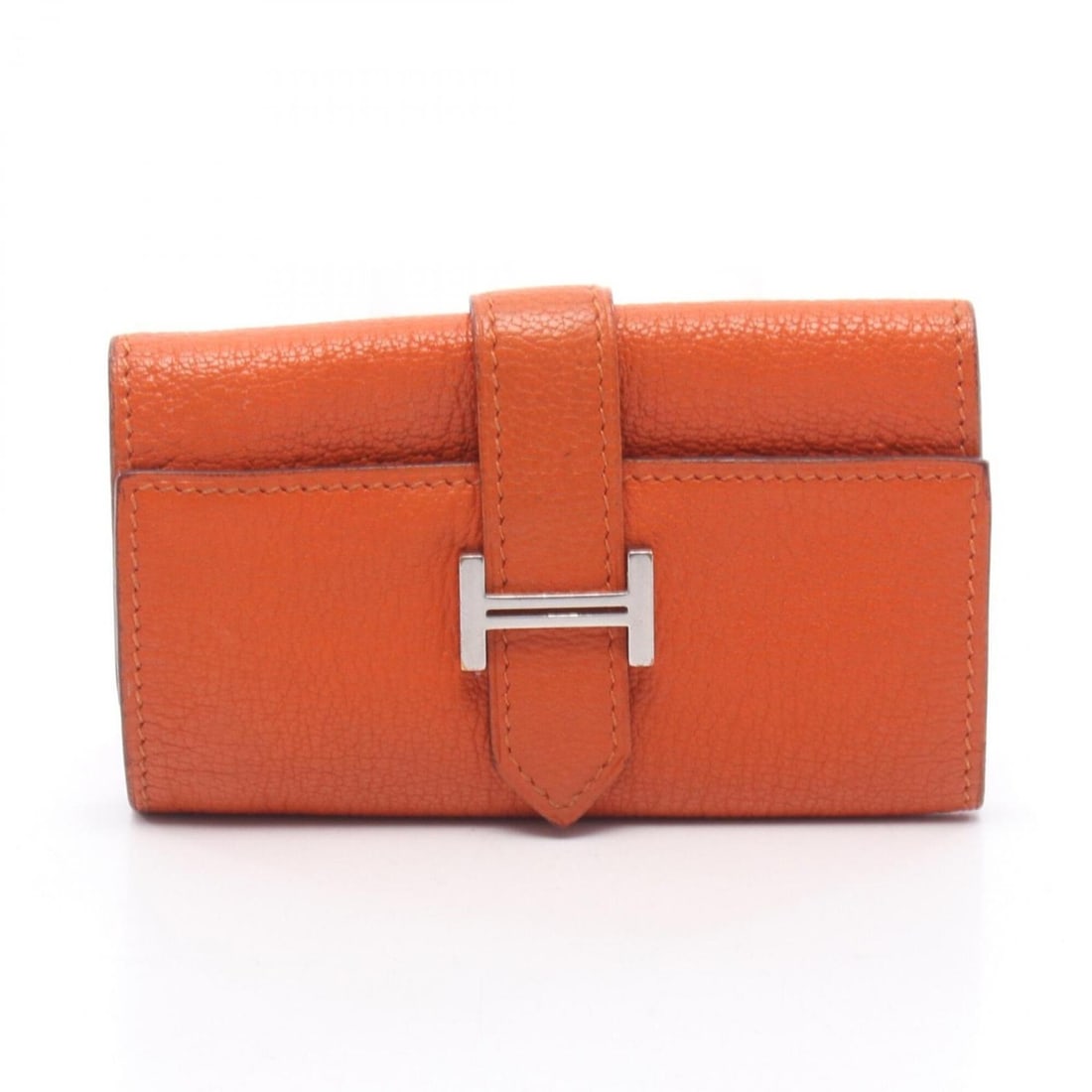 Hermes Bearn Key Case, 4-ring Leather, Chevre Women's, Orange: --- Catalog ---Category: DesignType: KeycaseColor: OrangeGender: WomenMaterial: Chevre leather , Leather Category: GeneralBrand: HermesCategory: Physical PropertiesSize (HxWxD): 6.5cm x 10.5cm x 1.5cm