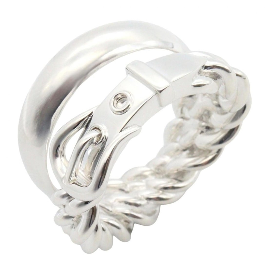 Hermes HERMES Boucles Sellier Inflexible Ring - Ring/Finger Sterling Silver 925 Women's Tone (1 of 11)