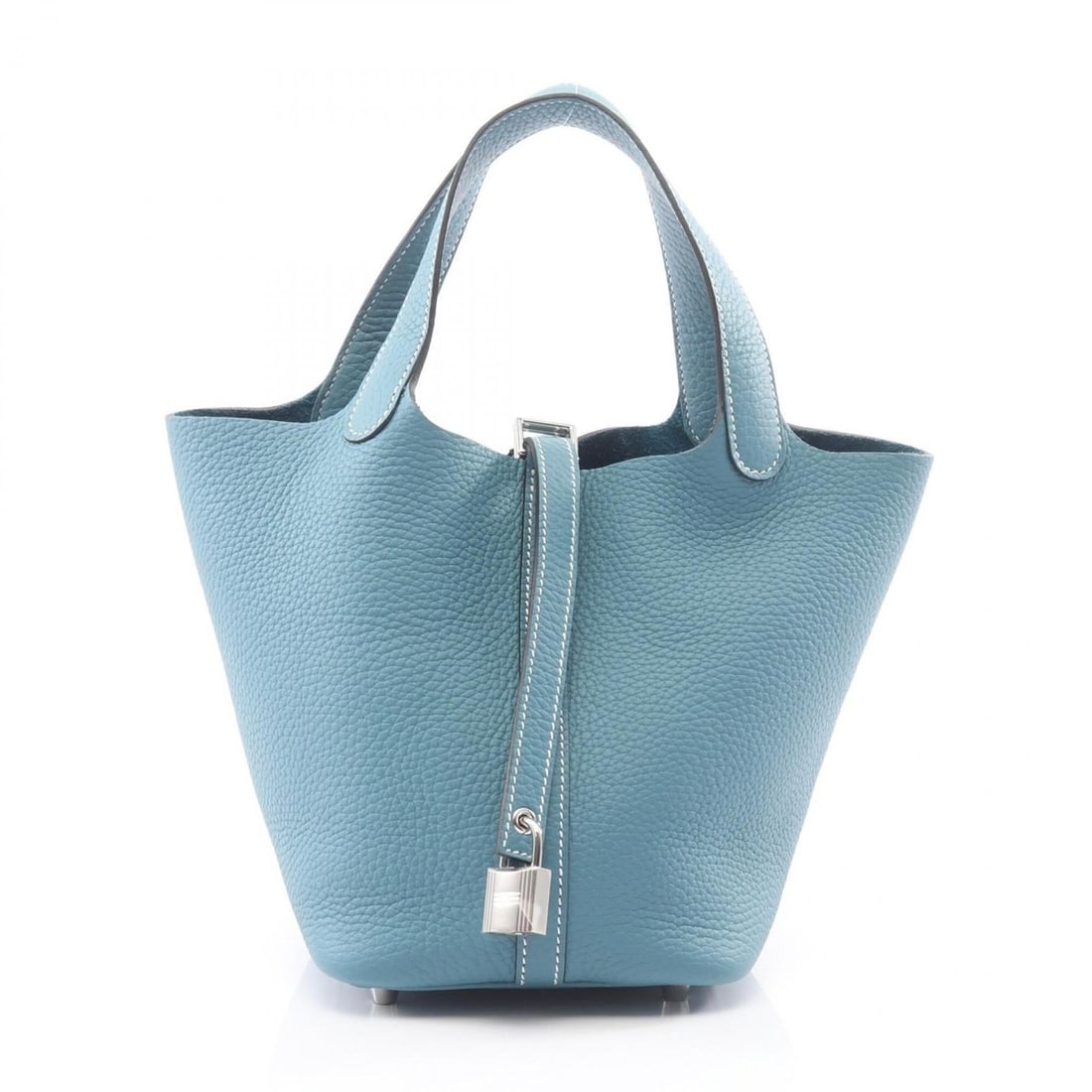 Hermes Picotin Lock PM New Blue Jean Handbag, Taurillon Clemence Leather, Women's,: --- Catalog ---Category: SizeSize (HxWxD): 18.5cm x 19cm x 13.5cm / 7.28'' x 7.48'' x 5.31''Category: DesignType: HandbagColor: BlueGender: WomenMaterial: Taurillon clemence leather Hardware Color: Si