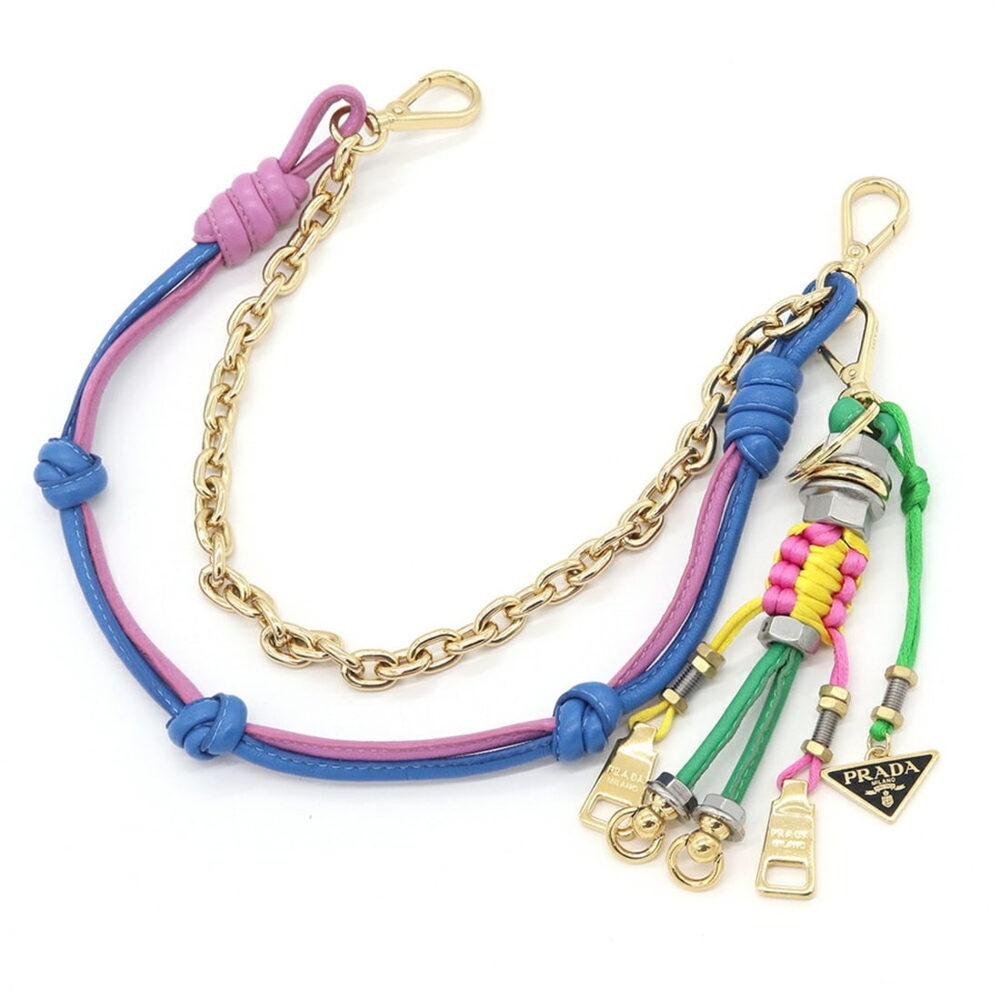 Prada Accessory Bag Charm Popstring Keychain 1TT219 Mint Primrose Leather Polyester Handbag Key: --- Catalog ---Category: DesignType: KeyringColor: GreenGender: WomenMaterial: Leather, MetalCategory: GeneralBrand: Prada--- Item List ---Section: ConditionRanking: Rank A Used - A few traces of usag