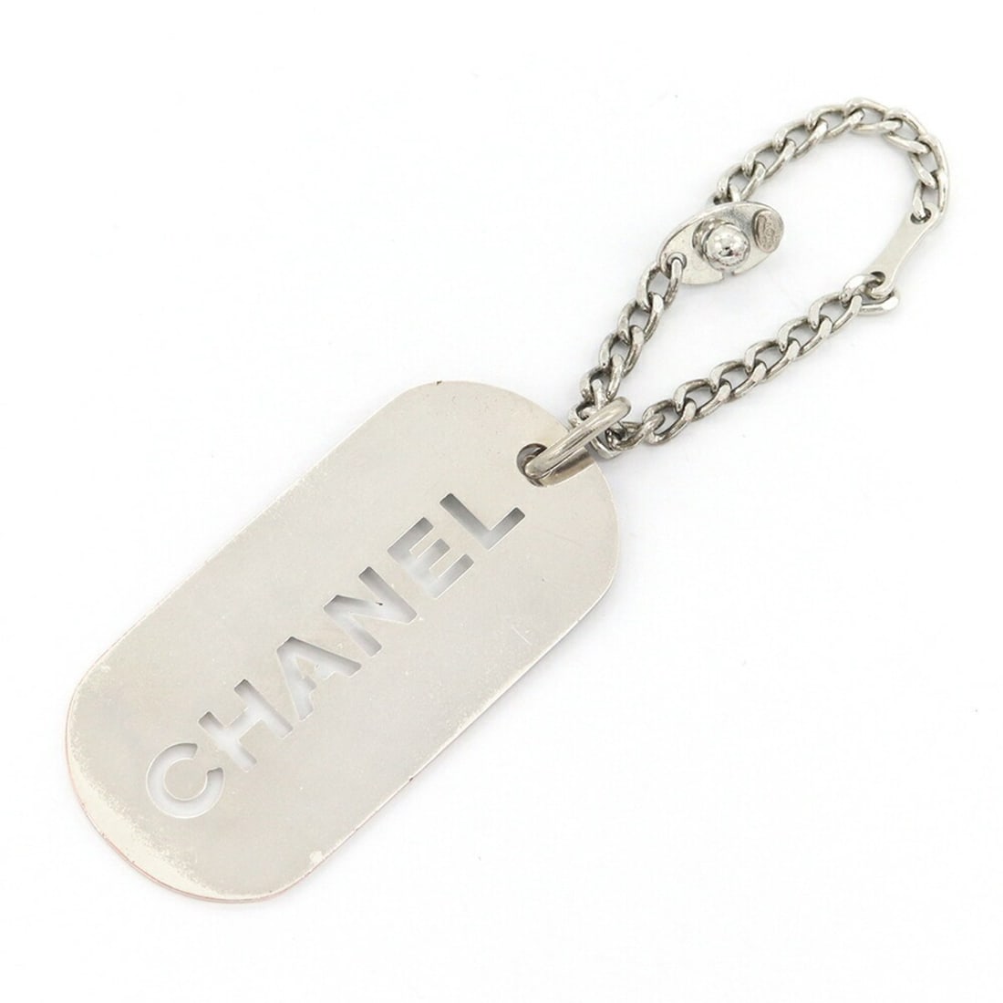 Chanel Accessory Bag Charm A25216 Silver Metal 04V 2004 Model Keychain Keyring Plate Handbag Women's (1 of 10)