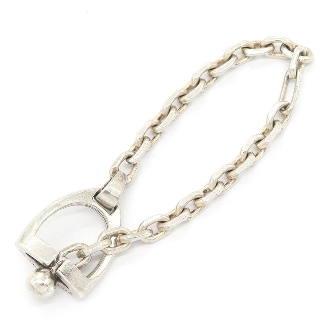 Hermes Etrier Keychain, Hallmark Sterling Silver, Key Holder, Accessory, Bag Charm, Vintage HERMES: --- Catalog ---Category: SizeSize (HxWxD): 1.75cm x 1.53cm / 0.68'' x 0.6''Category: DesignType: Key ChainGender: Men,WomenMaterial: Sterling silverCategory: GeneralBrand: HermesCountry of Origin: Fra