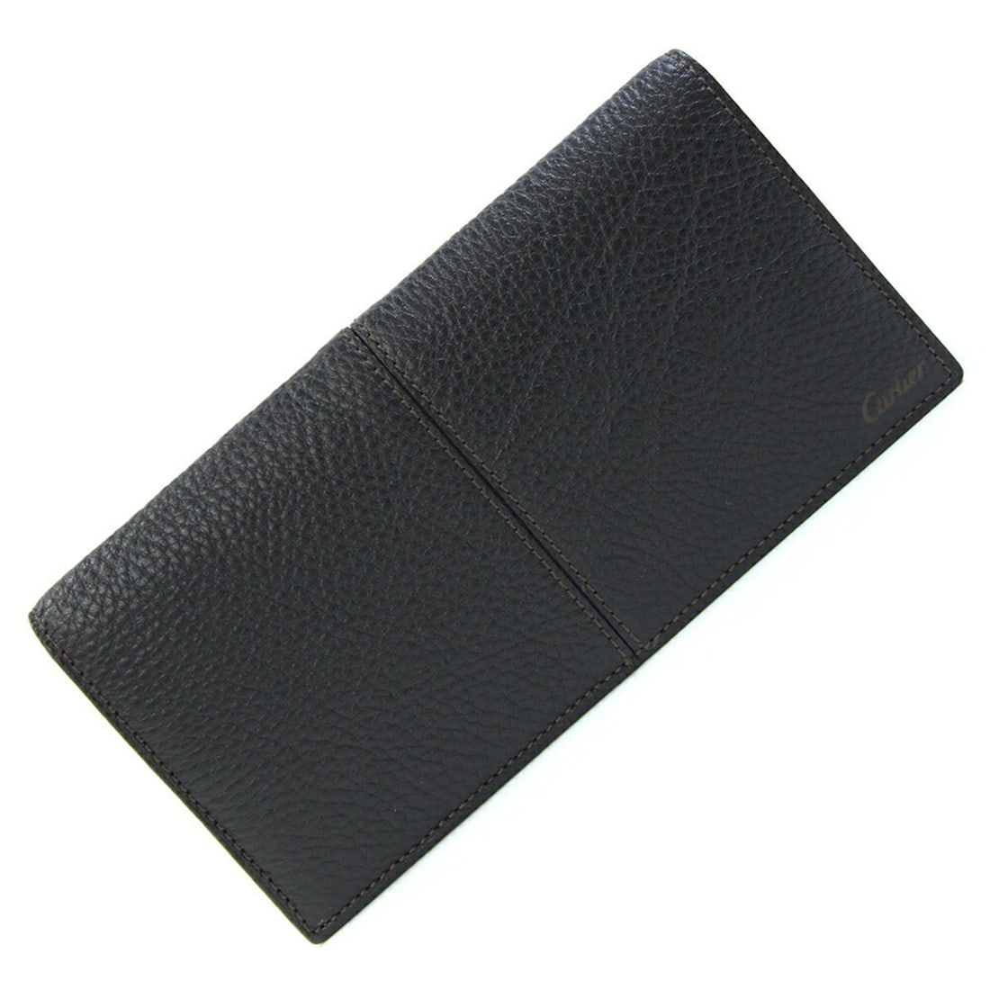Cartier Bi-fold Long Wallet, Saddle Stitch, L3001161, Dark Brown Leather, Men's (1 of 9)