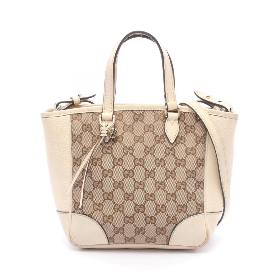 Gucci Bree 2-Way Tote Bag/Handbag, Canvas and Leather, Women's, Beige, Brown, Ivory, 449241: --- Catalog ---Category: SizeSize (HxWxD): 20cm x 20cm x 10cm / 7.87'' x 7.87'' x 3.93''Category: DesignType: Handbag, Tote bagColor: Beige, Brown, IvoryGender: WomenMaterial: Canvas , Leather Categor