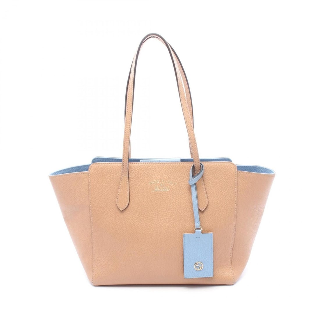 Gucci Swing Tote Bag Handbag Leather Women's Beige/Blue 354408: --- Catalog ---Category: SizeSize (HxWxD): 24cm x 27cm x 15cm / 9.44'' x 10.62'' x 5.9''Category: DesignType: Handbag, Tote bagColor: Beige, BlueGender: WomenMaterial: Leather Category: GeneralMPN: 35