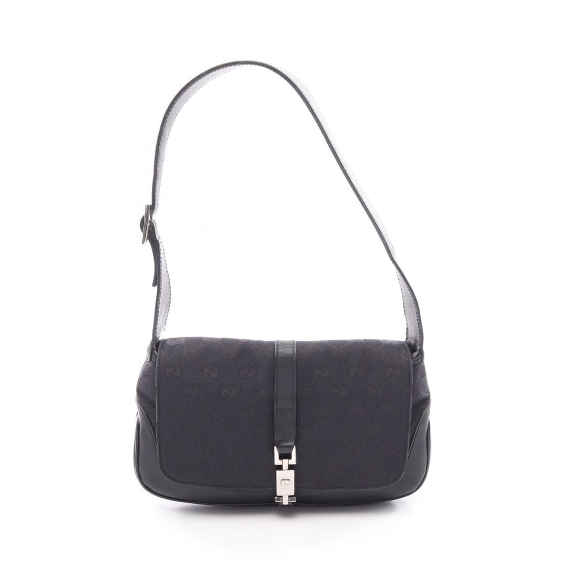 Gucci Jackie Webbing Line Shoulder Bag/Handbag, Canvas and Leather, Women's, Black, 001 3824: --- Catalog ---Category: SizeSize (HxWxD): 17cm x 26cm x 3cm / 6.69'' x 10.23'' x 1.18''Category: DesignType: Handbag, Shoulder bagColor: BlackGender: WomenMaterial: Canvas , Leather Category: General