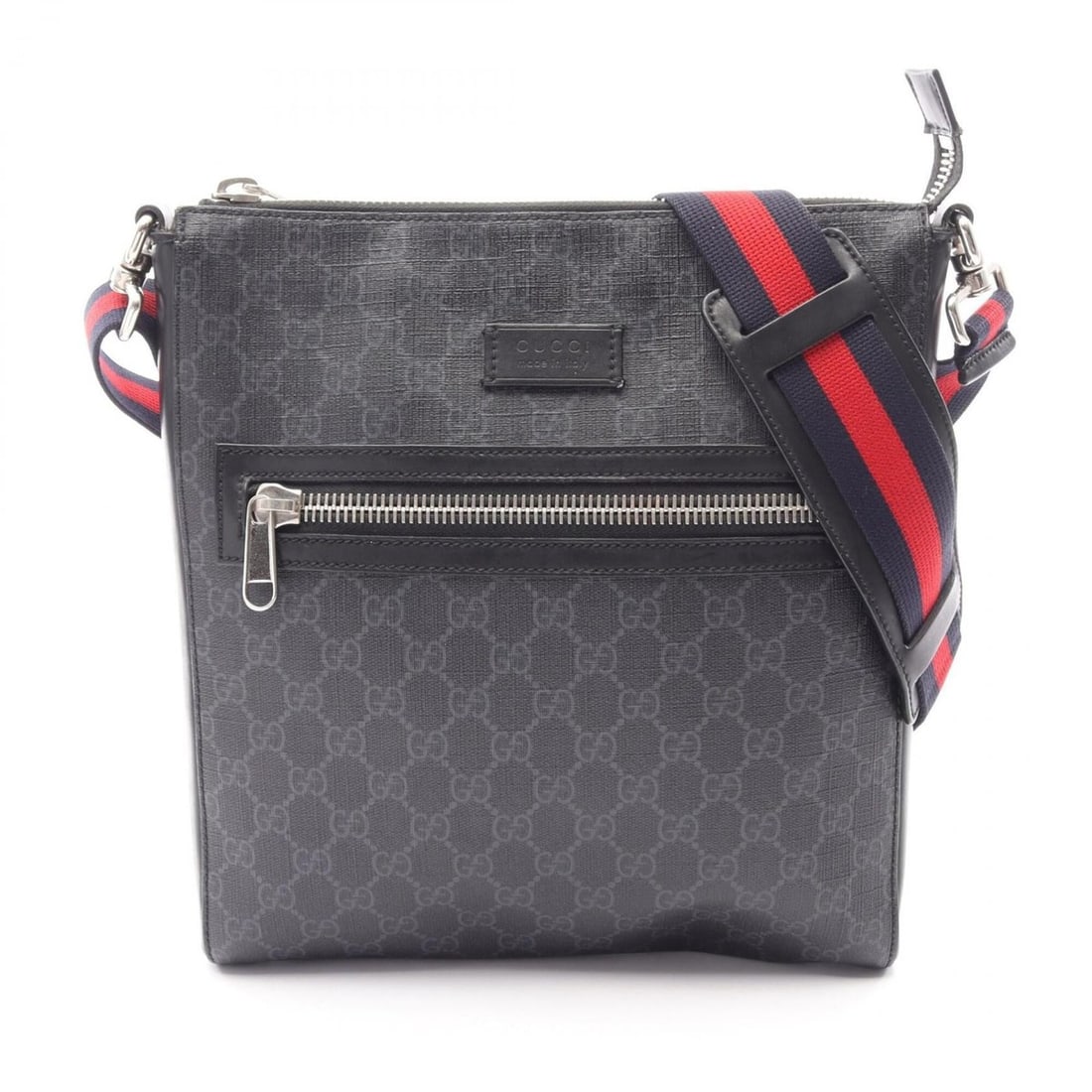 Gucci GG Supreme Messenger Bag, Sherry Line, Shoulder Handbag, Coated Canvas, Leather, Men's, Black, (1 of 14)