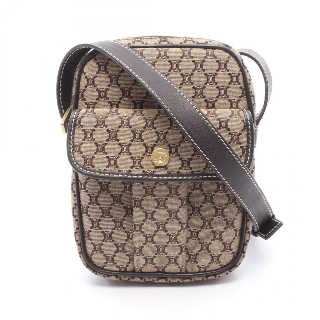 Celine Macadam Shoulder Bag/Handbag, Canvas and Leather, Women's, Beige/Brown: --- Catalog ---Category: SizeSize (HxWxD): 18cm x 12.5cm x 3cm / 7.08'' x 4.92'' x 1.18''Category: DesignType: Handbag, Shoulder bagColor: Beige, BrownGender: WomenMaterial: Canvas , Leather Category: