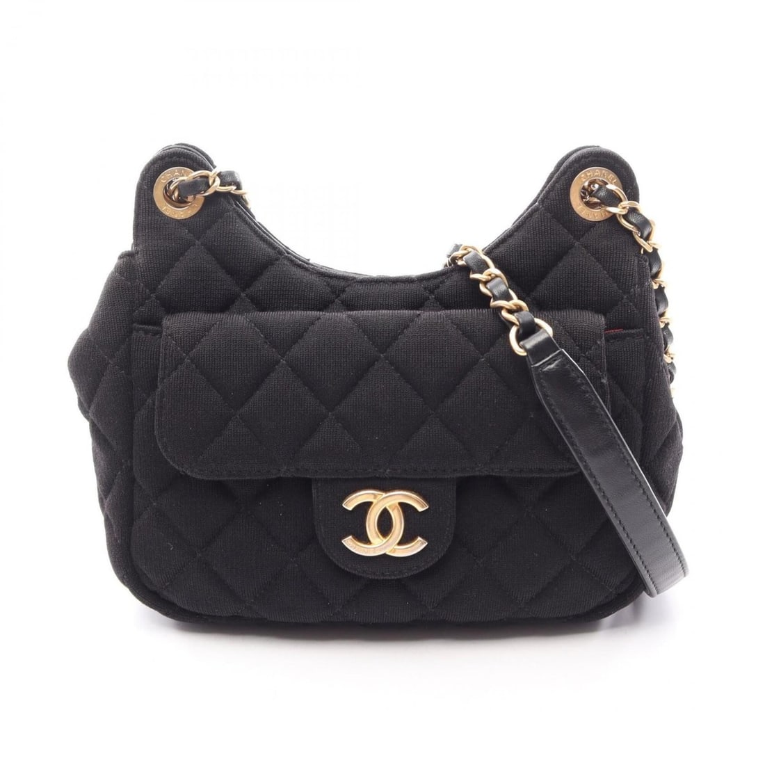 Chanel Matelassé Small Hobo Bag, Shoulder Handbag, Cotton Jersey, Women's, Black: --- Catalog ---Category: SizeSize (HxWxD): 12cm x 17.5cm x 6cm / 4.72'' x 6.88'' x 2.36''Category: DesignType: Handbag, Shoulder bagColor: BlackGender: WomenMaterial: Cotton , Jersey Category: General