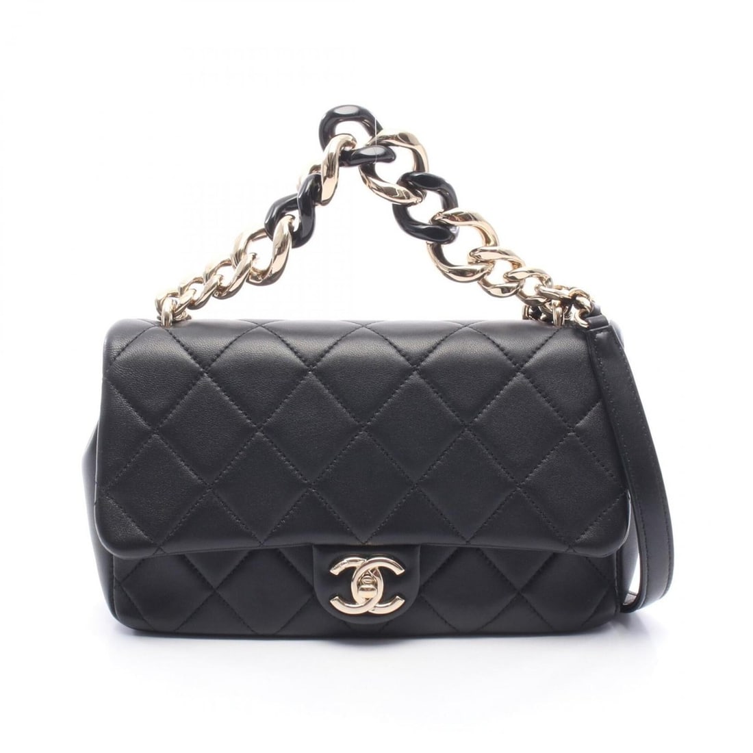 Chanel Matelassé Shoulder Bag/Handbag, Lambskin Leather, Women's, Black: --- Catalog ---Category: SizeSize (HxWxD): 15cm x 23.5cm x 6cm / 5.9'' x 9.25'' x 2.36''Category: DesignType: Handbag, Shoulder bagColor: BlackGender: WomenMaterial: Leather Leather/Fur Type: Lambskin