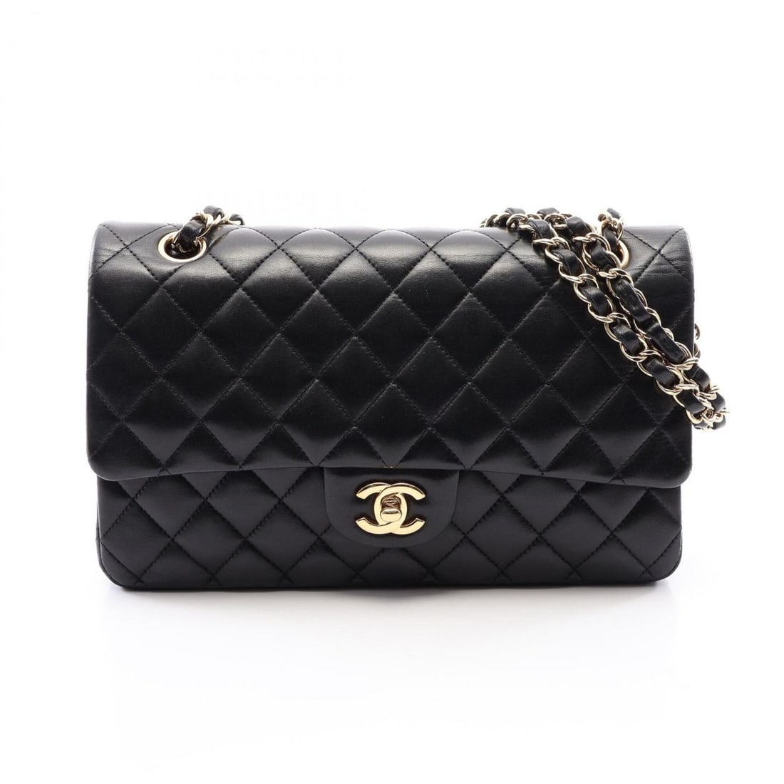 Chanel Matelassé Double Flap Shoulder Bag/Handbag, Lambskin Leather, Women's, Black: --- Catalog ---Category: SizeSize (HxWxD): 16cm x 25cm x 6.5cm / 6.29'' x 9.84'' x 2.55''Category: DesignType: Handbag, Shoulder bagColor: BlackGender: WomenMaterial: Leather Leather/Fur Type: