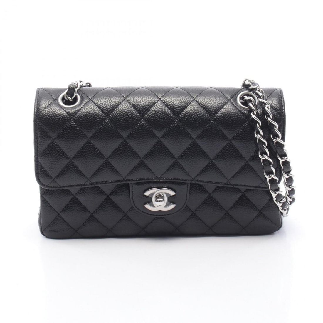 Chanel Matelassé Double Flap Shoulder Bag/Handbag, Caviar Leather (Grained Calfskin), Women's,: --- Catalog ---Category: SizeSize (HxWxD): 14cm x 23cm x 6cm / 5.51'' x 9.05'' x 2.36''Category: DesignType: Handbag, Shoulder bagColor: BlackGender: WomenMaterial: Grained Calfskin Category: