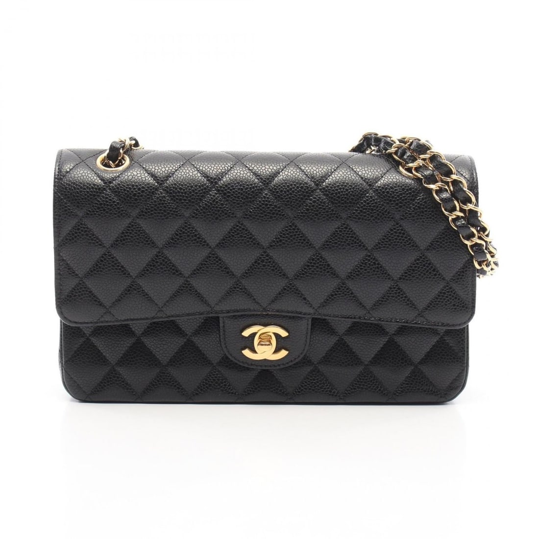 Chanel Matelassé Double Flap Shoulder Bag/Handbag, Caviar Leather (Grained Calfskin), Women's,: --- Catalog ---Category: SizeSize (HxWxD): 16cm x 25cm x 6.5cm / 6.29'' x 9.84'' x 2.55''Category: DesignType: Handbag, Shoulder bagColor: BlackGender: WomenMaterial: Grained Calfskin Category: