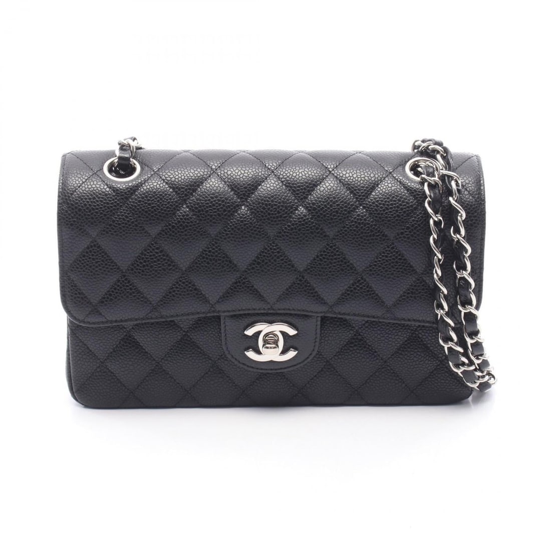 Chanel Matelassé Double Flap Shoulder Bag/Handbag, Calfskin Leather, Women's, Black (A01113): --- Catalog ---Category: SizeSize (HxWxD): 14cm x 23cm x 6cm / 5.51'' x 9.05'' x 2.36''Category: DesignType: Handbag, Shoulder bagColor: BlackGender: WomenMaterial: Grained Calfskin Category: