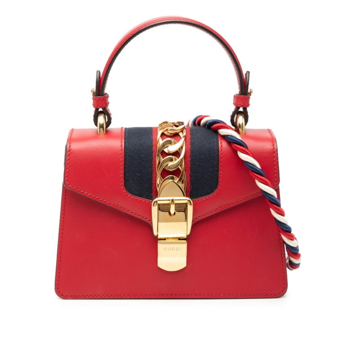 Gucci Sylvie Mini Handbag Shoulder Bag 2WAY 470270 Red Leather Women's GUCCI (1 of 8)