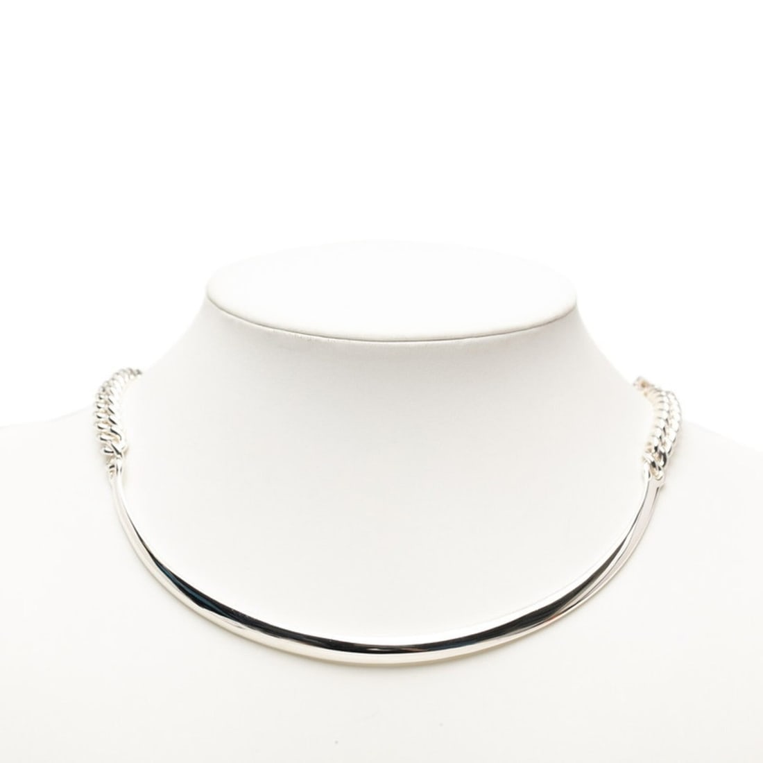 Hermes Boucles Sellier Inflexible Necklace, Size 46, SV925 Silver, Women's. (1 of 9)