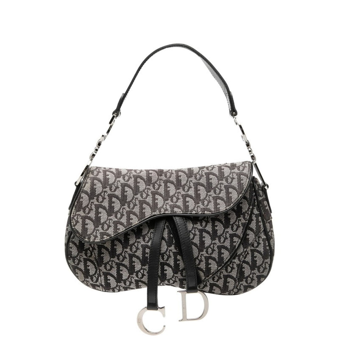 Christian Dior Dior Trotter Saddle Handbag One Shoulder Black Gray Canvas Leather Women's: --- Catalog ---Category: SizeSize (HxWxD): 17cm x 28.5cm x 3.5cm / 6.69'' x 11.22'' x 1.37''Category: DesignType: HandbagColor: Black, GrayGender: WomenMaterial: Canvas , Leather Category: GeneralBran