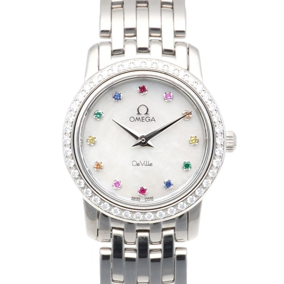 Omega De Ville watch, stainless steel quartz, polished, 59518XXX, ladies', OMEGA, white: --- Catalog ---Category: SizeWrist Size: 16.5cm / 6.49''Case Diameter: 21.5mm / 0.85''Category: DesignType: WristwatchGender: WomenMaterial (Band): Stainless steelMaterial (Case): Stainless steelCateg