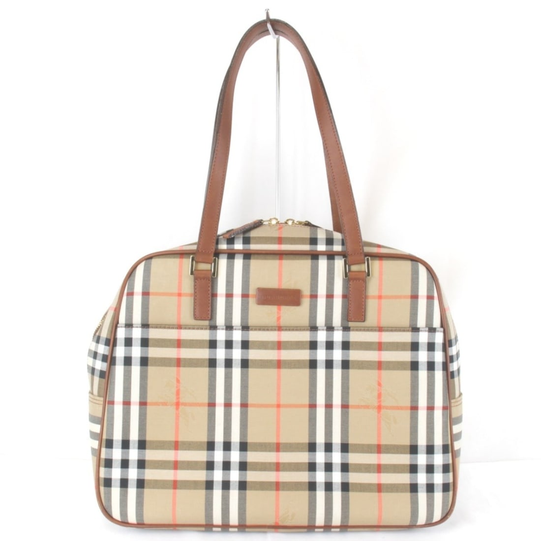 BURBERRY Nova Check Shadow Horse Handbag, Canvas/Leather, Beige, Women's: --- Catalog ---Category: SizeWeight: 600g / 1.32lb.Size (HxWxD): 28cm x 36cm x 14cm / 11.02'' x 14.17'' x 5.51''Handle Length: 57cm / 22.44''Category: DesignType: HandbagColor: BeigeGender: WomenClosu