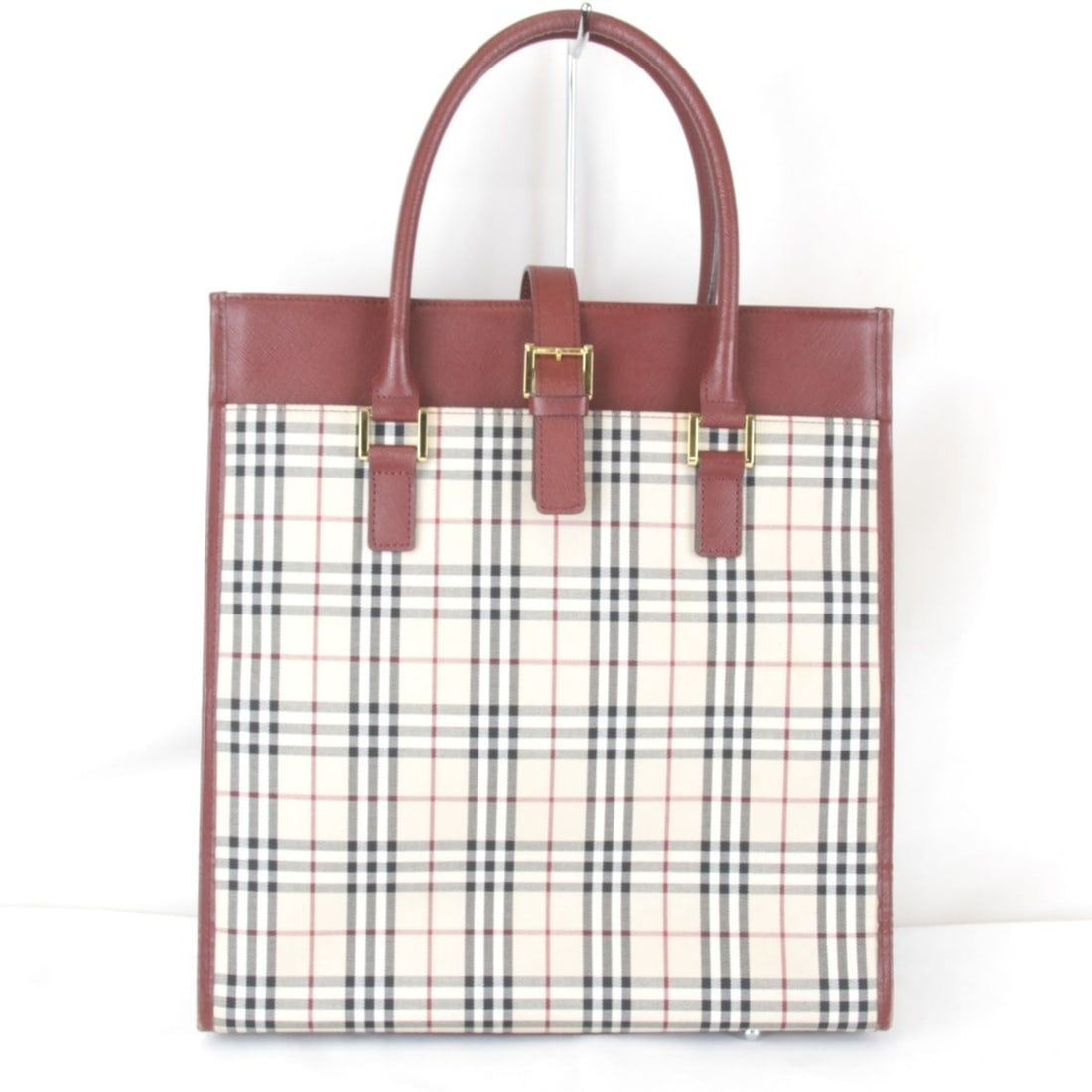 BURBERRY Nova Check Tote Bag, Canvas/Leather, Red, Women's: --- Catalog ---Category: SizeSize (HxWxD): 32cm x 30cm x 11cm / 12.59'' x 11.81'' x 4.33''Handle Length: 44cm / 17.32''Category: DesignType: Tote bagColor: Red colorGender: WomenClosure: MagnetMateria