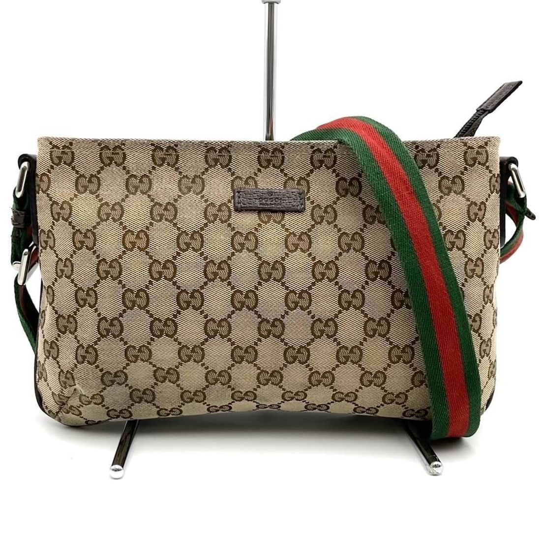 GUCCI 189749 GG Canvas Sherry Shoulder Bag Leather Brown Women's (1 of 9)