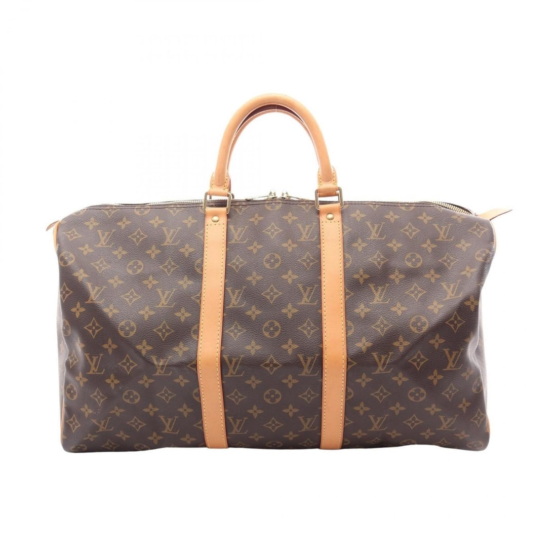 Louis Vuitton Keepall 50 Boston Bag Handbag, Coated Canvas and Leather, Monogram Pattern, Men's: --- Catalog ---Category: SizeSize (HxWxD): 28cm x 51cm x 21.5cm / 11.02'' x 20.07'' x 8.46''Category: DesignType: Boston bag, HandbagColor: Brown, MonogramGender: Men,WomenMaterial: Coated canvas , Le