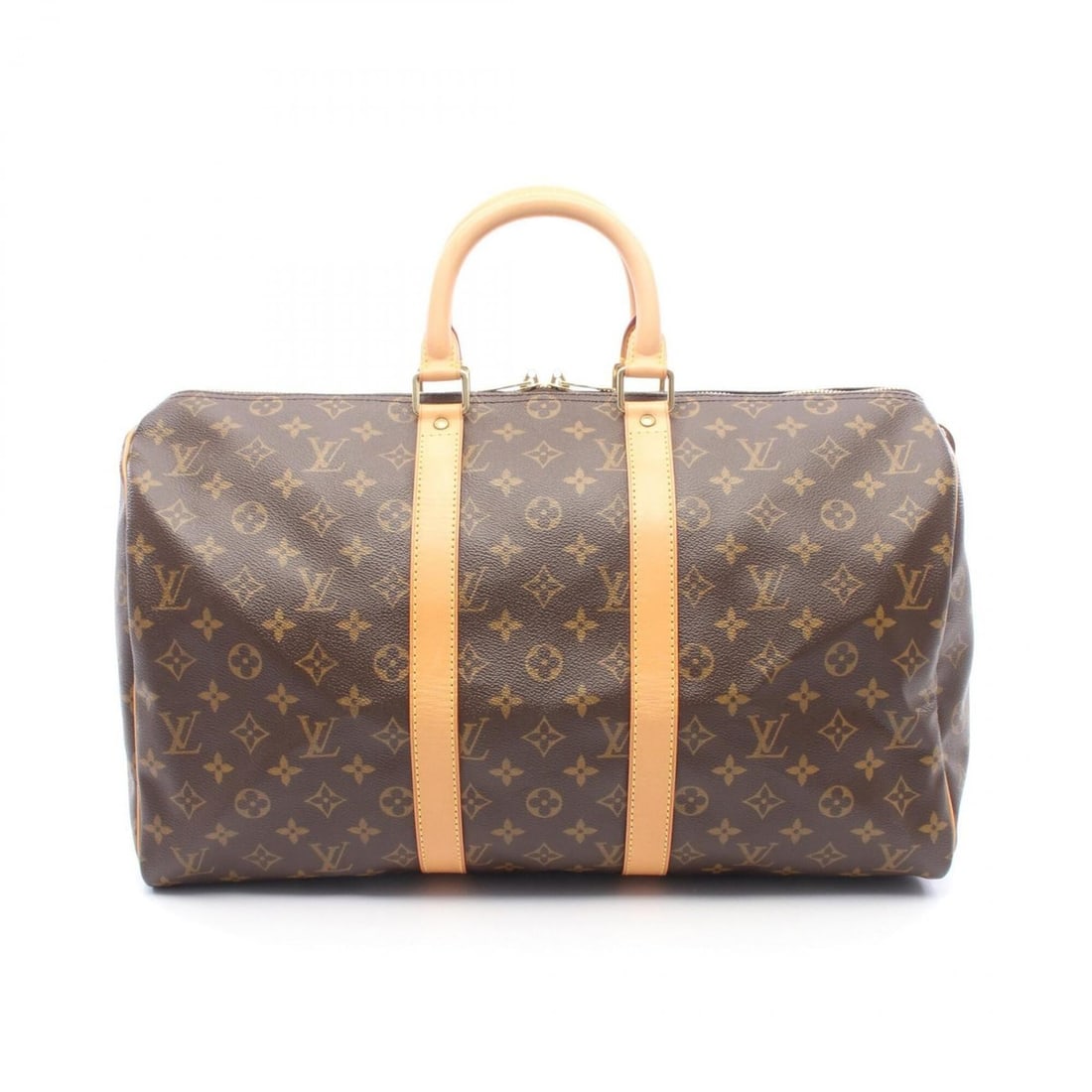 Louis Vuitton Keepall 45 Boston Bag Handbag, Coated Canvas and Leather, Monogram Pattern, Men's: --- Catalog ---Category: SizeSize (HxWxD): 26cm x 46cm x 20cm / 10.23'' x 18.11'' x 7.87''Category: DesignType: Boston bag, HandbagColor: Brown, MonogramGender: Men,WomenMaterial: Coated canvas , Leat