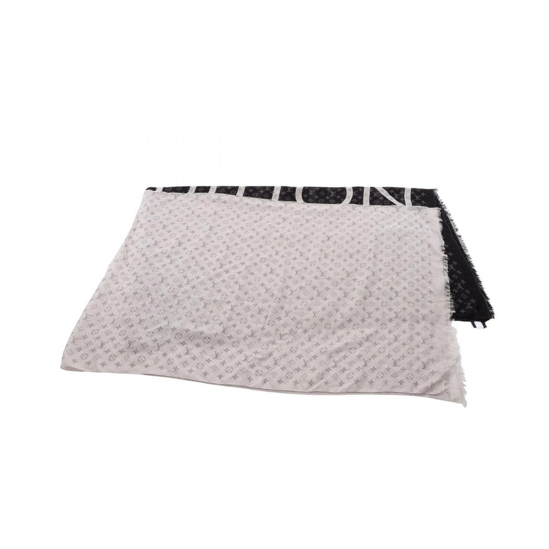 Louis Vuitton Etol Monogram Split Stole, Silk & Cashmere, Women's, Black/Gray, MP1984 (1 of 9)