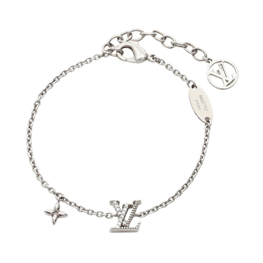Louis Vuitton LV Iconic Bracelet, Stainless Steel with Rhinestones, Women's, Silver Tone: --- Catalog ---Category: SizeLength: 19cm / 7.48''Category: DesignType: Charm braceletColor: SilverGender: WomenMaterial: Rhinestone, Stainless steelCategory: GeneralBrand: Louis Vuitton--- Item List 
