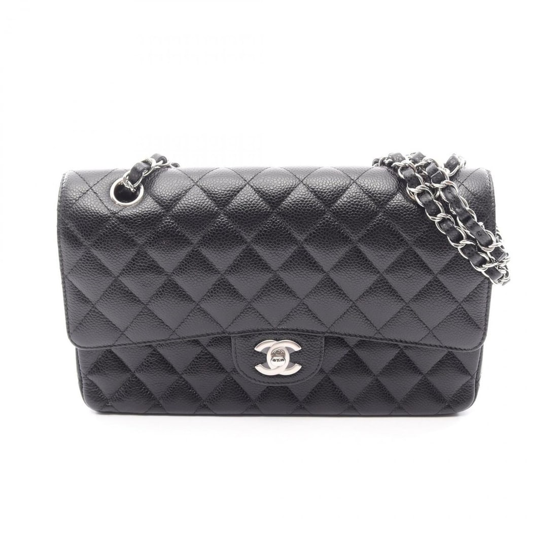 Chanel Matelassé Double Flap Shoulder Bag/Handbag, Calfskin Leather, Women's, Black (A01112): --- Catalog ---Category: SizeSize (HxWxD): 16cm x 25cm x 6.5cm / 6.29'' x 9.84'' x 2.55''Category: DesignType: Handbag, Shoulder bagColor: BlackGender: WomenMaterial: Grained Calfskin Category: Genera