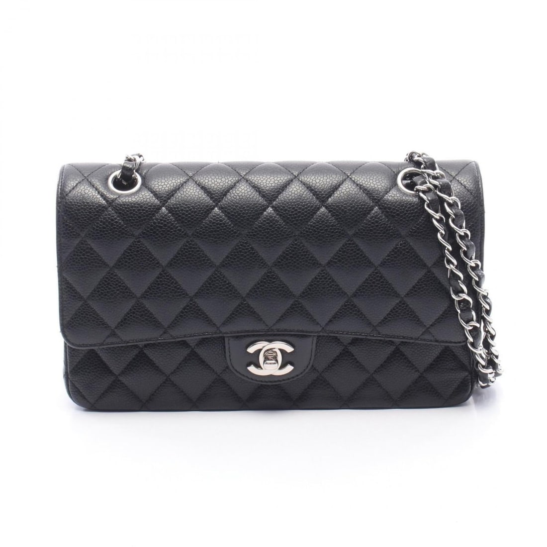 Chanel Matelassé Double Flap Shoulder Bag/Handbag, Calfskin Leather, Women's, Black: --- Catalog ---Category: SizeSize (HxWxD): 16cm x 25cm x 6.5cm / 6.29'' x 9.84'' x 2.55''Category: DesignType: Handbag, Shoulder bagColor: BlackGender: WomenMaterial: Grained Calfskin Category: Genera