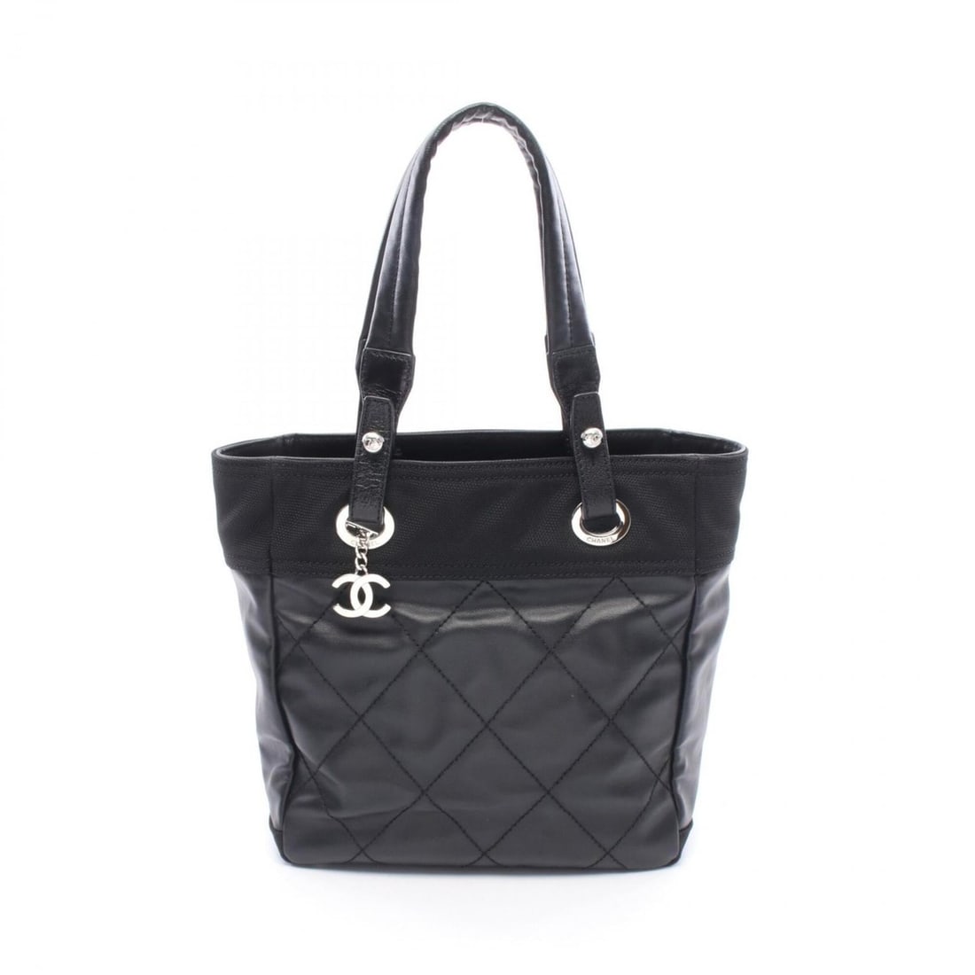 Chanel Paris Biarritz PM Tote Bag Handbag, Coated Canvas Leather, Women's, Black, A34208: --- Catalog ---Category: SizeSize (HxWxD): 27cm x 25cm x 11cm / 10.62'' x 9.84'' x 4.33''Category: DesignType: Handbag, Tote bagColor: BlackGender: WomenMaterial: Coated canvas , Leather Category: Gen