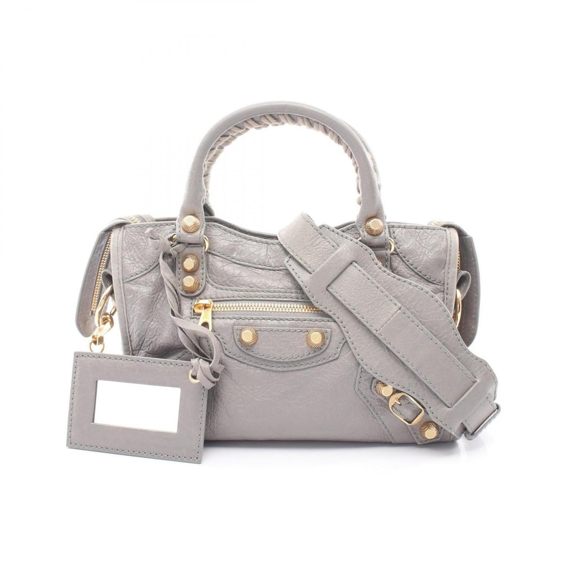 Balenciaga Giant Mini City 2-Way Handbag, Leather, Women's, Gray, 309544: --- Catalog ---Category: SizeSize (HxWxD): 16cm x 24cm x 8.5cm / 6.29'' x 9.44'' x 3.34''Category: DesignType: HandbagColor: GrayGender: WomenMaterial: Leather Category: GeneralMPN: 309544Brand: Balen