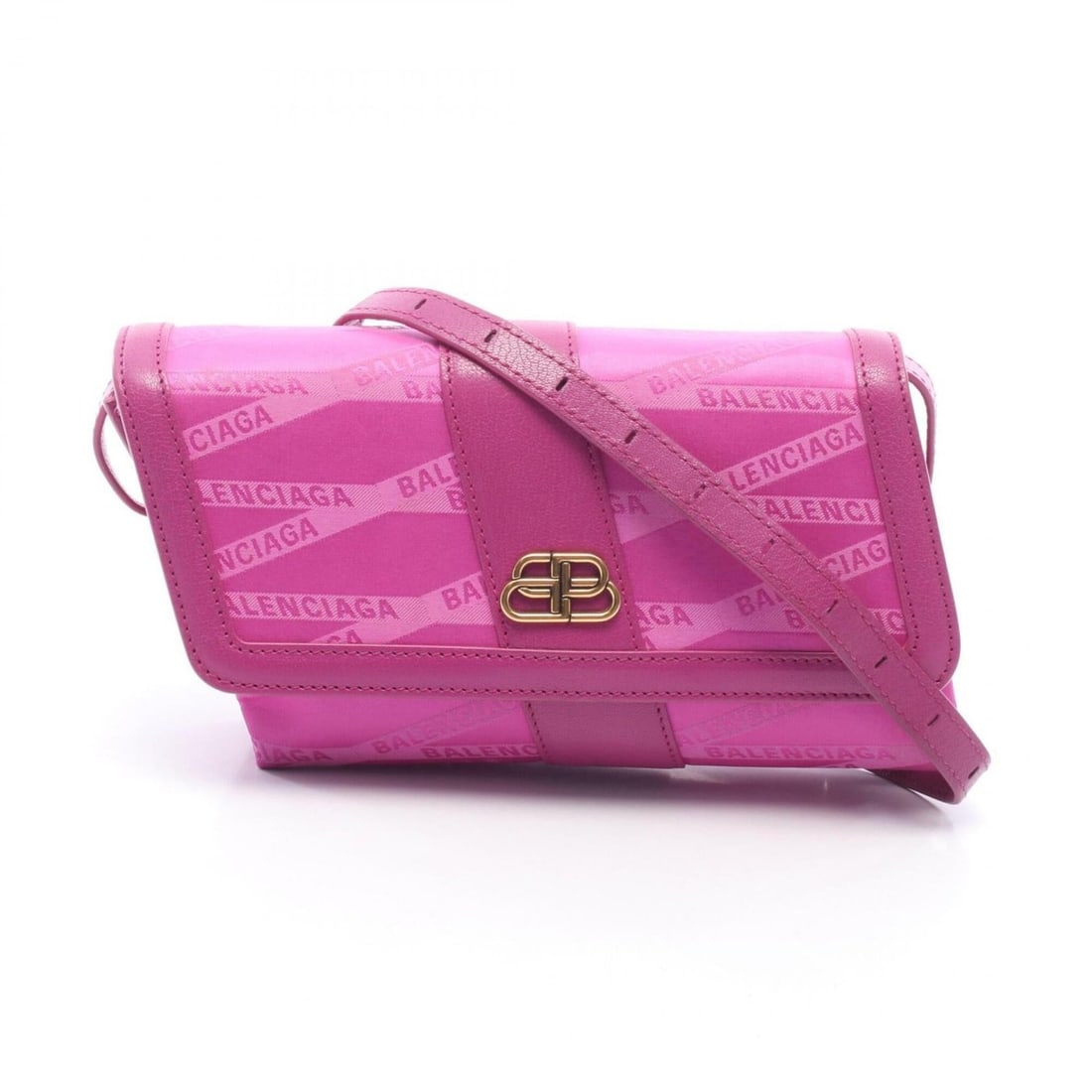 Balenciaga MONOGRAM SHIFT WALLET ON STRAP Shoulder Bag Handbag Canvas Leather Women's Pink 581101: --- Catalog ---Category: SizeSize (HxWxD): 13cm x 21.5cm x 5cm / 5.11'' x 8.46'' x 1.96''Category: DesignType: Handbag, Shoulder bagColor: PinkGender: WomenMaterial: Leather , Canvas Category: General