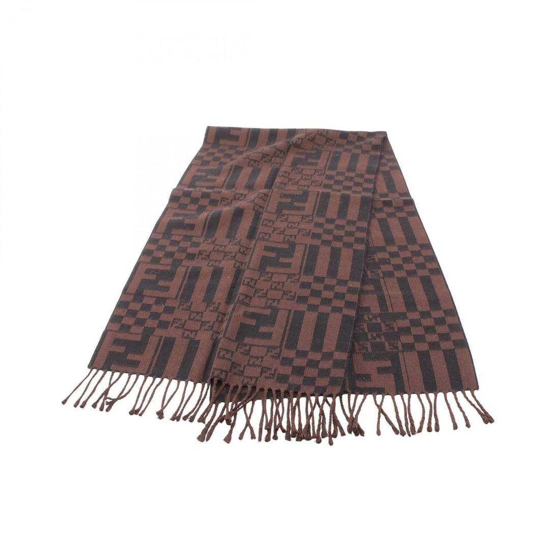 Fendi FF pattern scarf, wool, men's and women's, brown black.: --- Catalog ---Category: SizeSize (LxW): 1.62m x 38cm / 63.77'' x 14.96''Category: DesignType: StoleColor: Black, BrownGender: Men,WomenMaterial: Wool Category: GeneralBrand: Fendi--- Item List ---Sec
