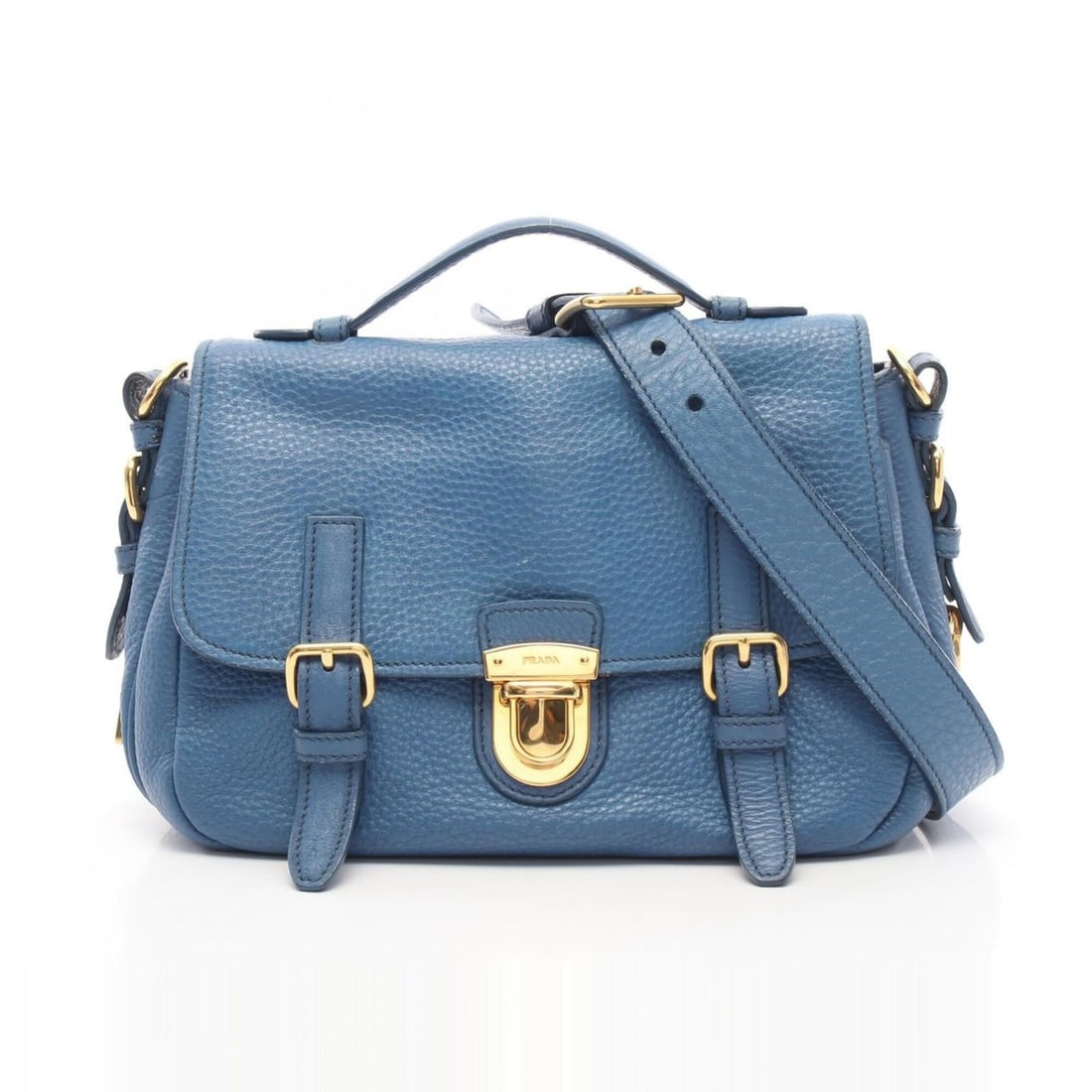 Prada PRADA 2-way handbag, leather, women's, blue: --- Catalog ---Category: SizeSize (HxWxD): 19cm x 27.5cm x 7cm / 7.48'' x 10.82'' x 2.75''Category: DesignType: HandbagColor: BlueGender: WomenMaterial: Leather Category: GeneralBrand: Prada--- Item L