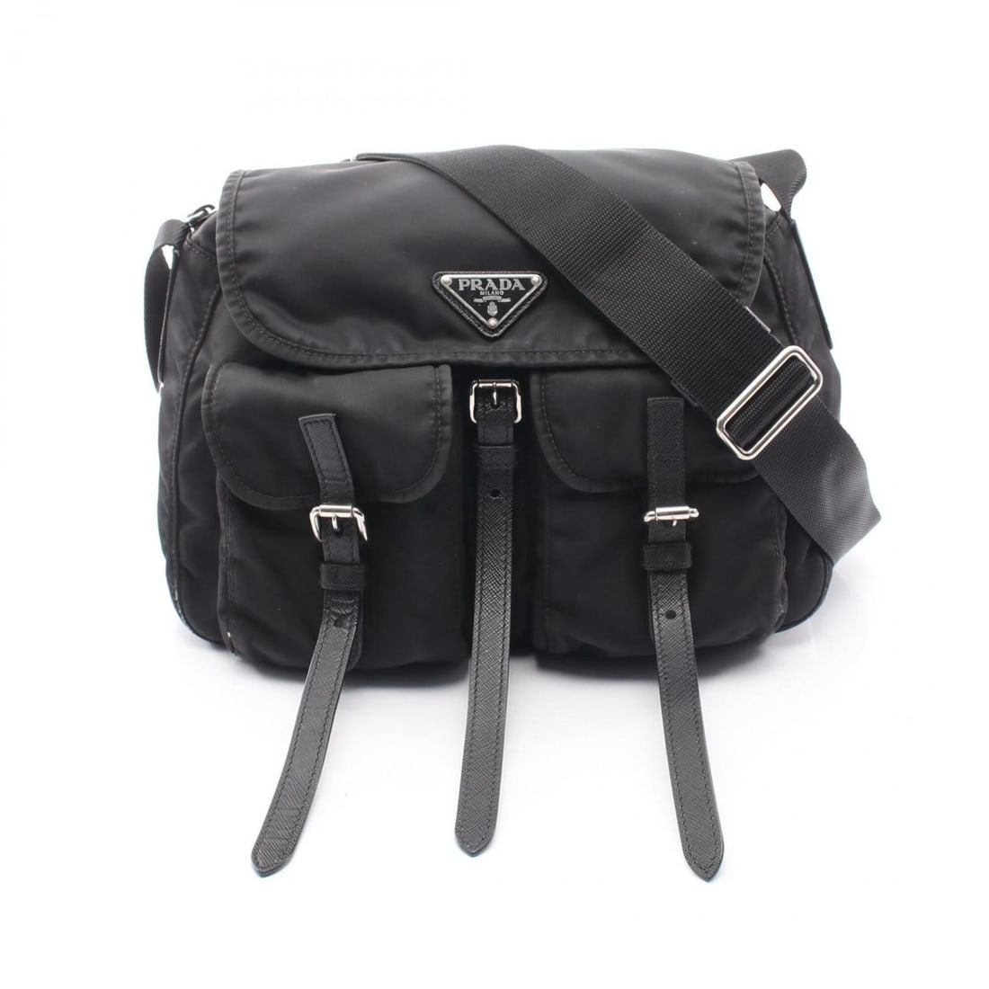 Prada Triangle Logo Shoulder Bag/Handbag, Nylon & Saffiano Leather, Women's, Black: --- Catalog ---Category: SizeSize (HxWxD): 23cm x 30cm x 12cm / 9.05'' x 11.81'' x 4.72''Category: DesignType: Handbag, Shoulder bagColor: BlackGender: WomenMaterial: Nylon , Saffiano triangle Categor