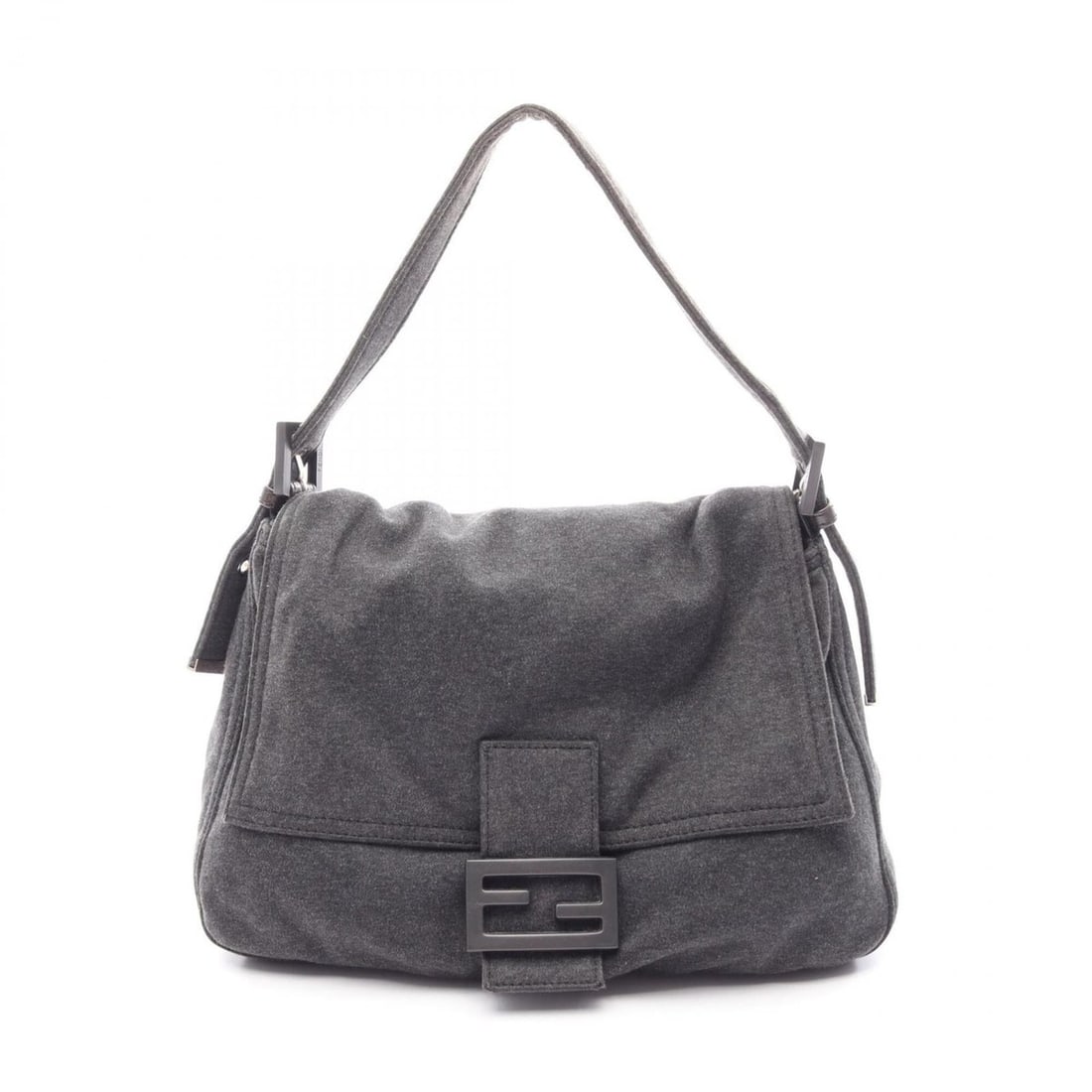 Fendi Mamma Bucket Shoulder Bag/Handbag, Leather and Cotton Jersey, Women's, Gray, 26325: --- Catalog ---Category: SizeSize (HxWxD): 21cm x 29cm x 12cm / 8.26'' x 11.41'' x 4.72''Category: DesignType: Handbag, Shoulder bagColor: GrayGender: WomenMaterial: Leather , Jersey Category: General