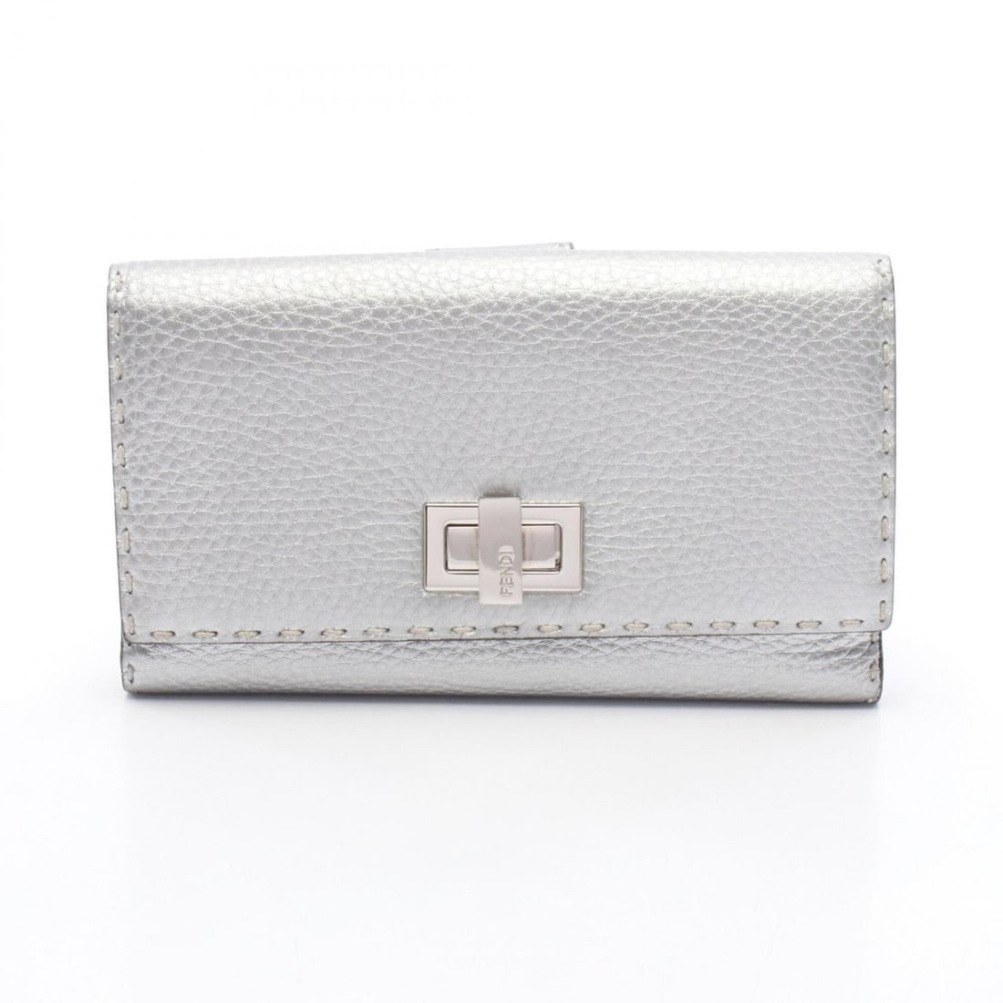 Fendi Peekaboo Selleria Bi-fold Long Wallet, Leather, Women's, Silver Tone, 8M0308: --- Catalog ---Category: SizeSize (HxWxD): 10.5cm x 18cm x 3cm / 4.13'' x 7.08'' x 1.18''Category: DesignType: Long wallet (bi-fold)Color: SilverGender: WomenMaterial: Leather Category: GeneralMPN: 8M