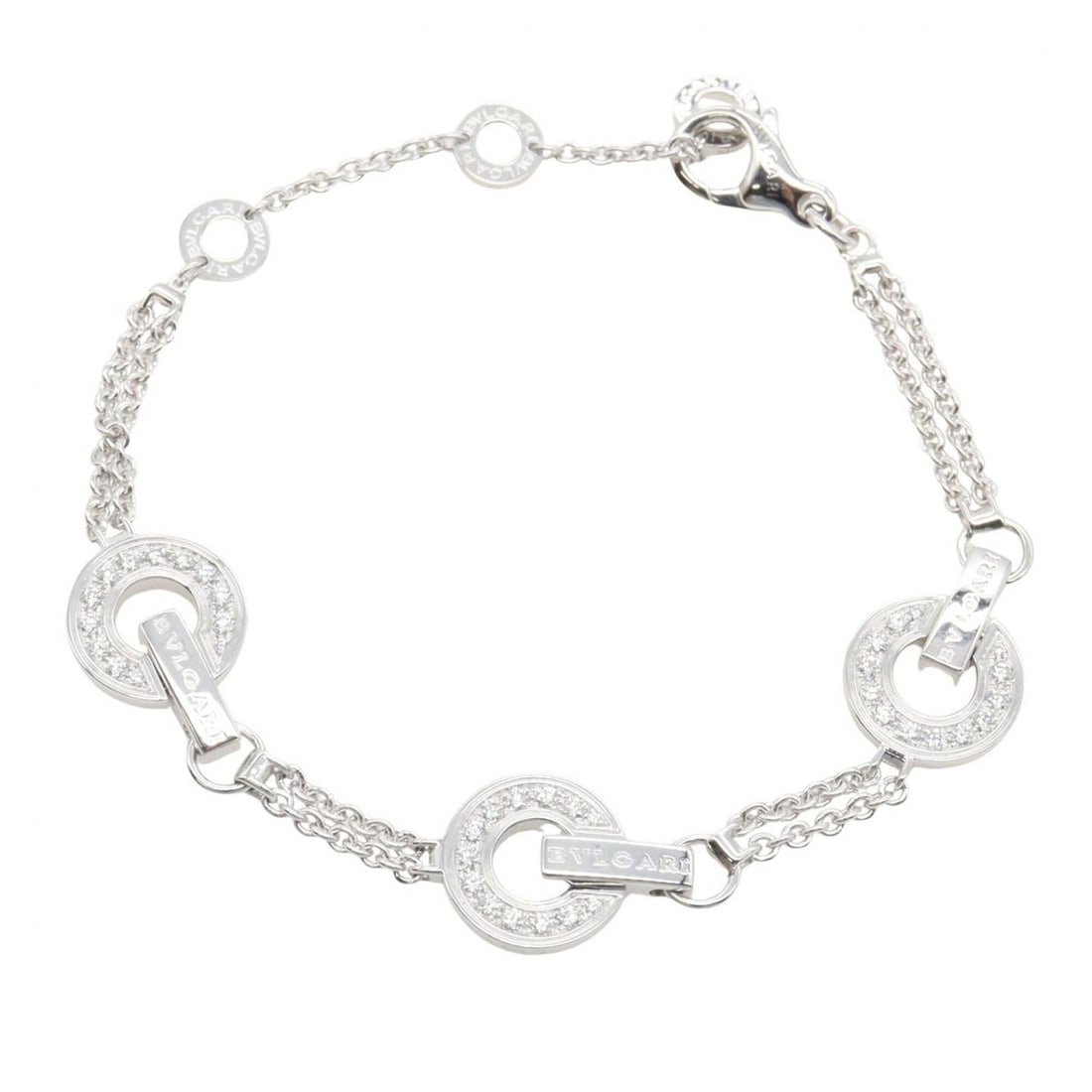 BVLGARI Bulgari Diamond Bracelet, 18K White Gold (18KWG), Diamond, Women's, Silver/Clear Tone, (1 of 10)