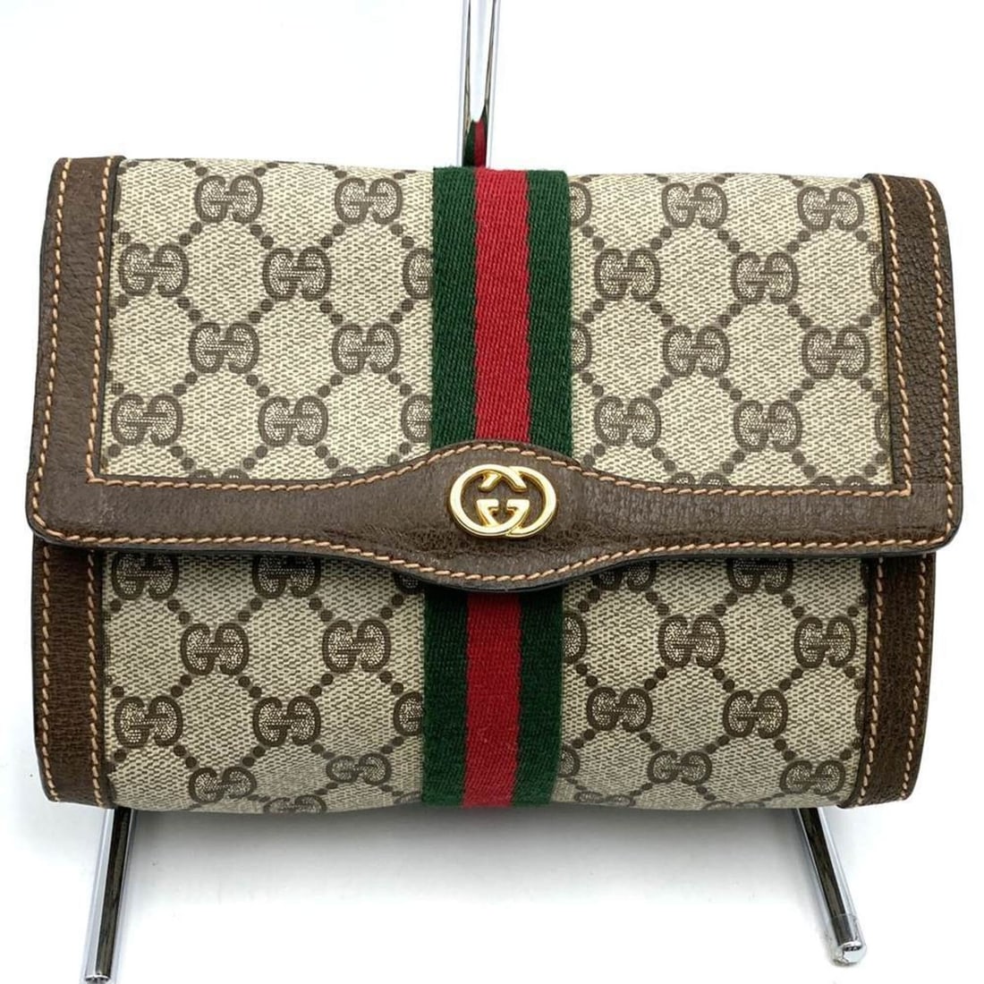 GUCCI Gucci Pouch Clutch Bag GG Supreme Sherry Old Women's (1 of 9)