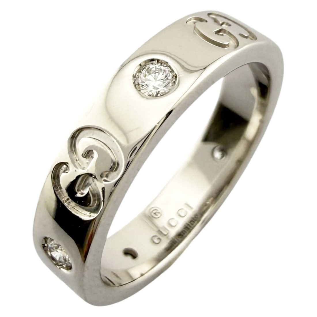 Gucci Icon Diamond Ring, 18K White Gold, Ring for Women, GUCCI: --- Catalog ---Category: SizeJP Size: 8.5US Size: 4.5Category: DesignType: Band ringColor: White goldStone: DiamondGender: Men,WomenMaterial: White gold (18K)Category: GeneralBrand: GucciCountry of Or