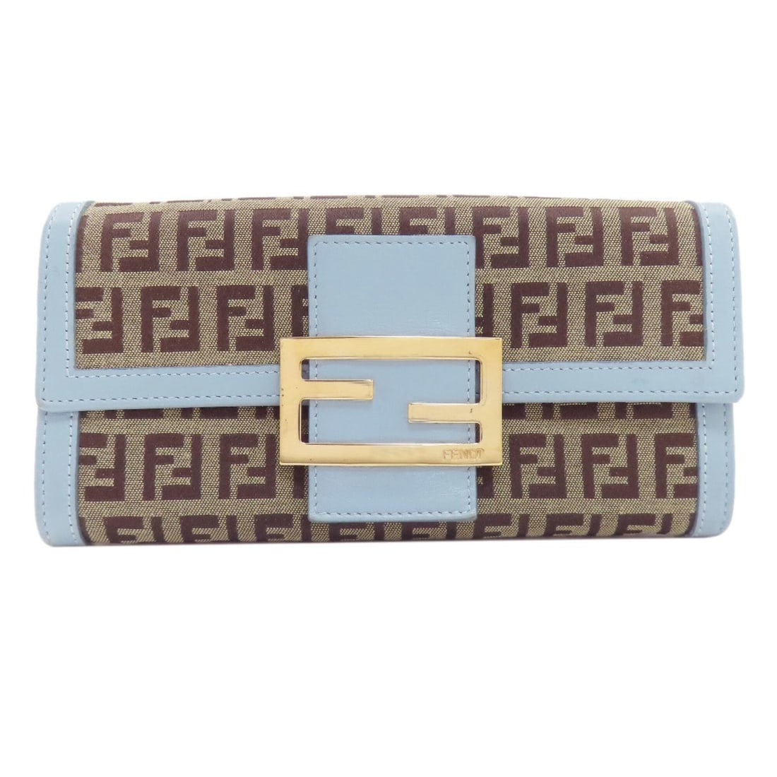 Fendi Zucchino Pattern Long Wallet, Canvas, Women's FENDI: --- Catalog ---Category: SizeSize (HxWxD): 10cm x 19cm x 2.5cm / 3.93'' x 7.48'' x 0.98''Category: DesignType: Long wallet (bi-fold)Color: Brown, Light blueGender: WomenClosure: Button, Snap fastenerM
