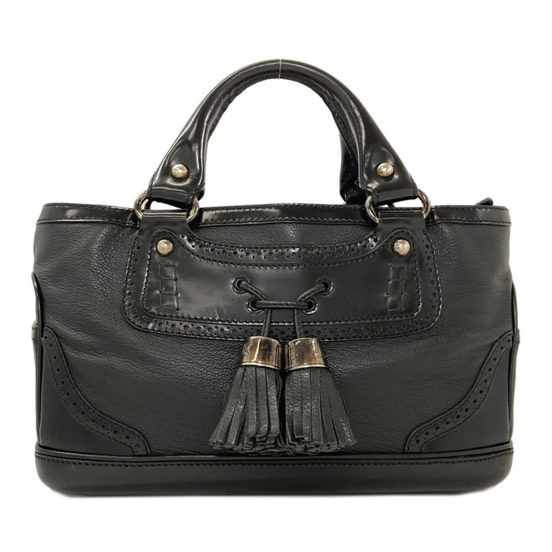 Celine Boogie Bag Handbag Leather Women's CELINE: --- Catalog ---Category: SizeSize (HxWxD): 20cm x 32cm x 15cm / 7.87'' x 12.59'' x 5.9''Handle Length: 27cm / 10.62''Category: DesignType: HandbagColor: BlackGender: WomenClosure: ZipperMaterial: Leat