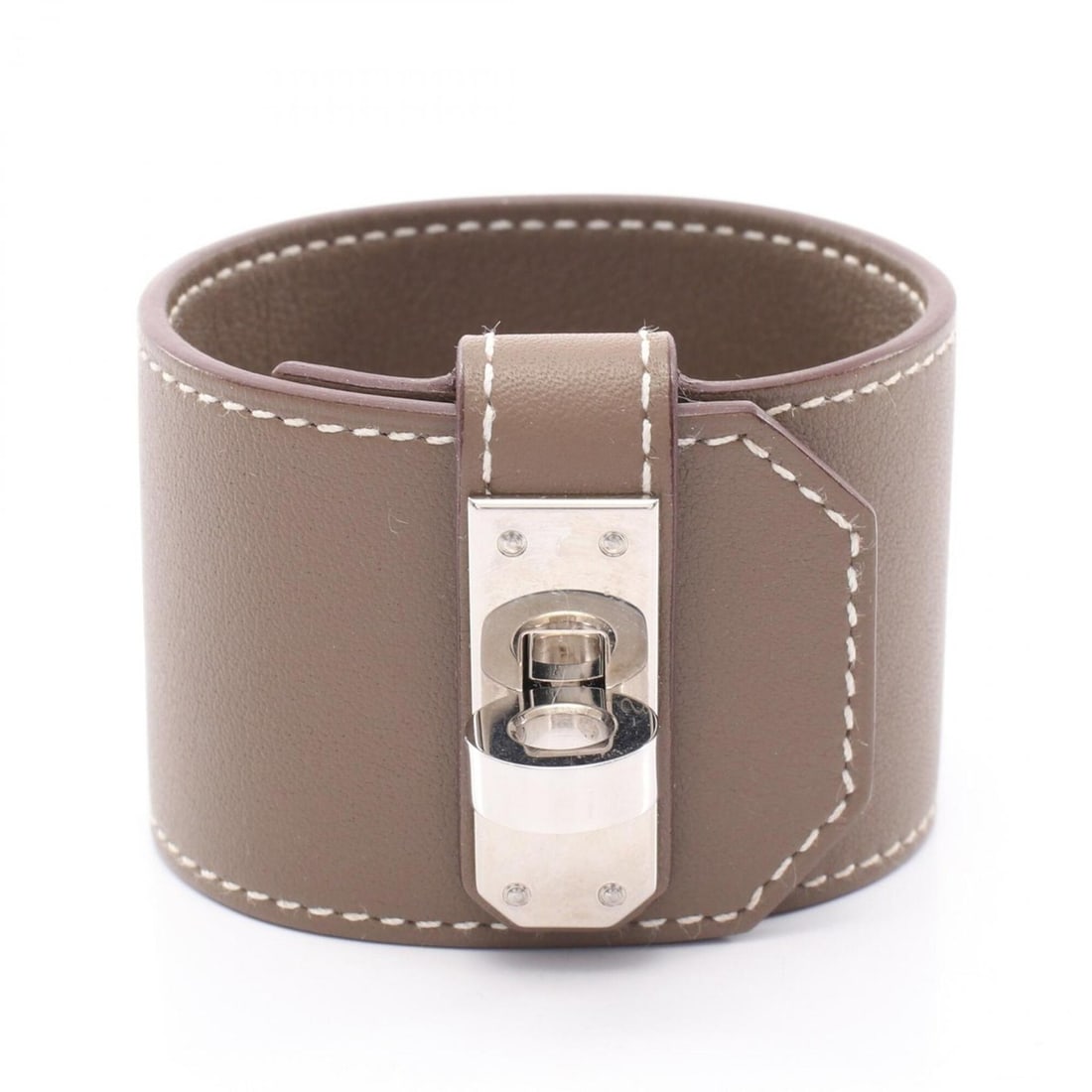 Hermes Kelly Twist GM Etoupe Bracelet Accessory Stainless Steel Leather Women's Gray/Silver: --- Catalog ---Category: SizeWidth: 4cm / 1.57''Length: 15.5cm / 6.1''Category: DesignType: Charm braceletColor: Gray, SilverGender: WomenMaterial: Leather, Stainless steelCategory: GeneralBrand: Herm