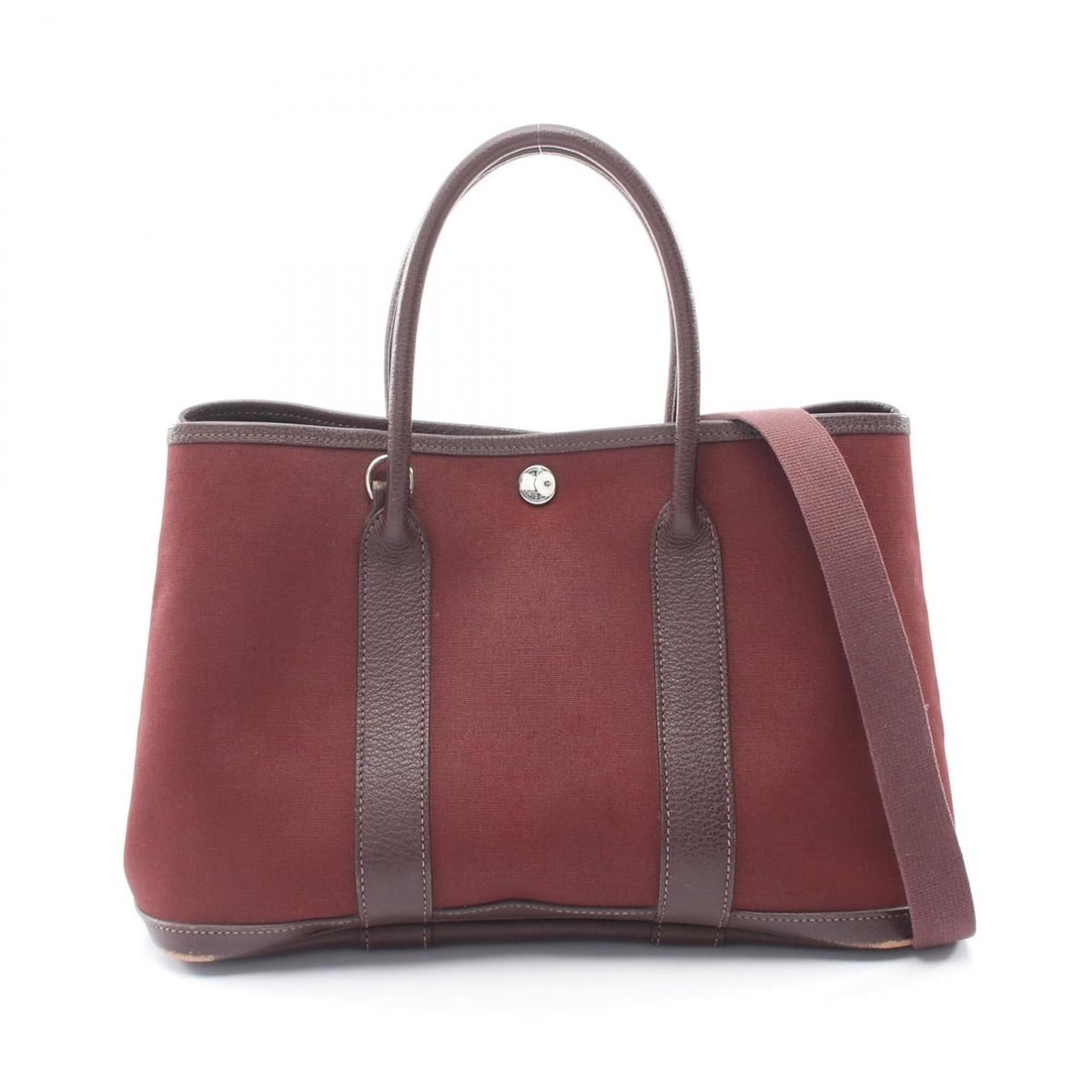 Hermes Garden Party TPM 2-Way Tote Bag/Handbag, Canvas and Leather, Toile Officier Buffle, Brown (1 of 9)