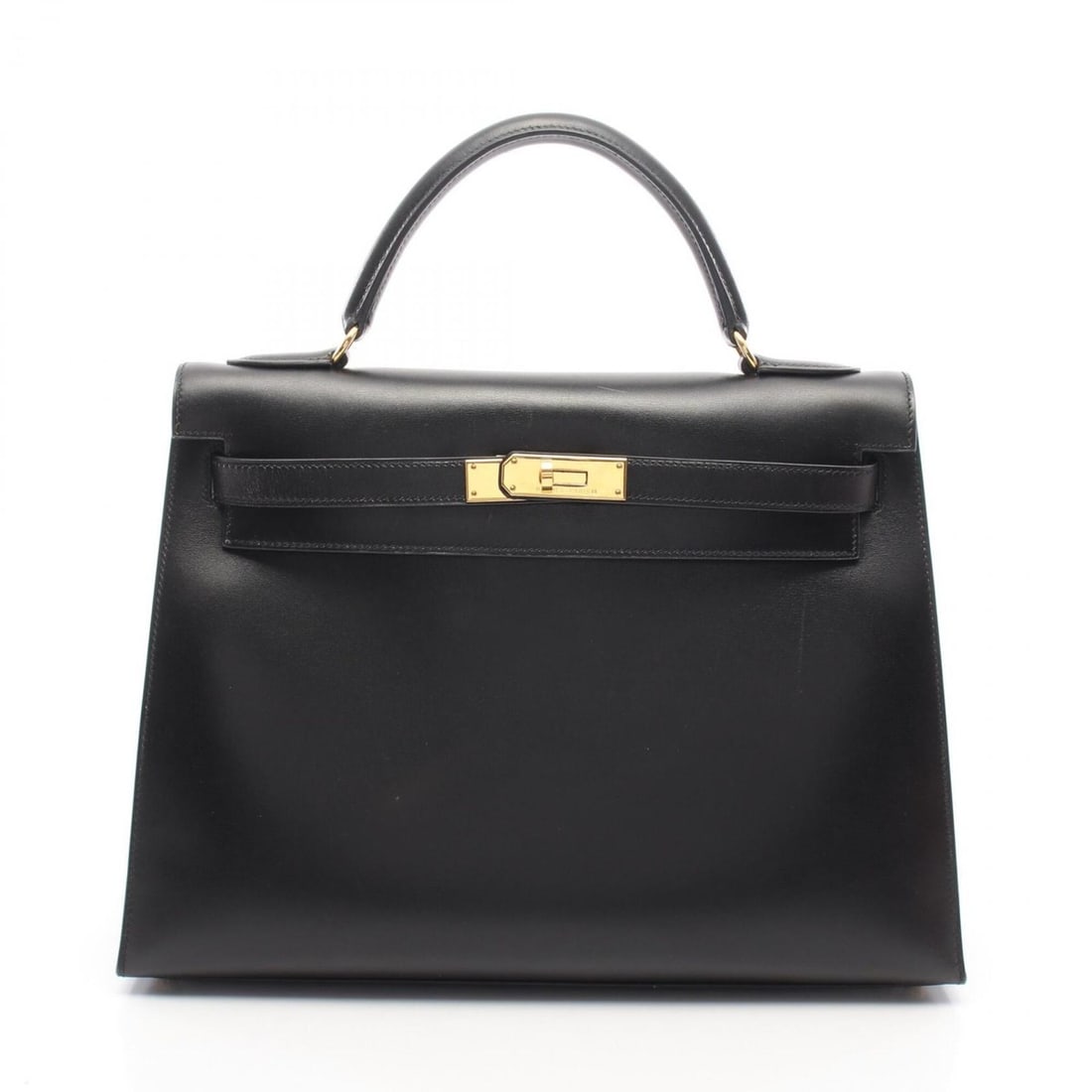 Hermes Kelly 32 2-Way Handbag, Calfskin (Cowhide), Box Calf Leather, Black. (1 of 15)