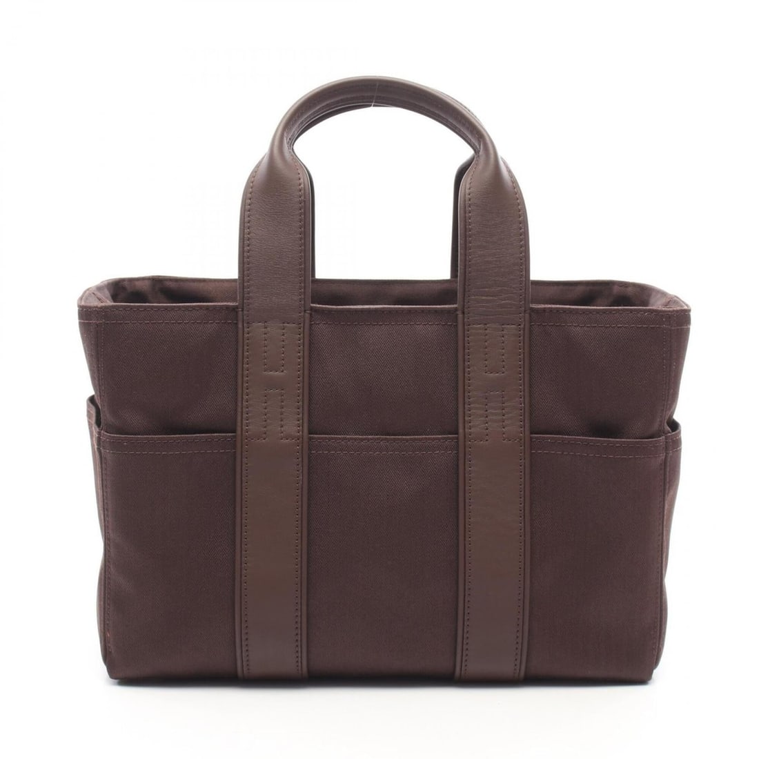 Hermes Acapulco PM Handbag, Canvas, Toile Chevron, Brown Tone: --- Catalog ---Category: SizeSize (HxWxD): 20cm x 30cm x 13cm / 7.87'' x 11.81'' x 5.11''Category: DesignType: HandbagColor: BrownGender: WomenMaterial: Toile chevron , Leather Category: GeneralBrand:
